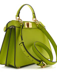 Vitello Seta Shiny Nappa Small Peekaboo I SEE U Satchel Wasabi White