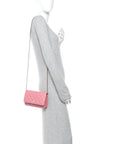Caviar Quilted Wallet on Chain WOC Pink
