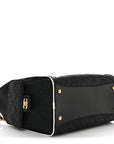 Braided Raffia Calfskin Small CHNL 25 Handbag Black White
