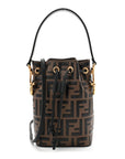 Vitello Liberty F is FNDI Bi-Color FF 1974 Embossed Mini Mon Tresor Bucket Bag Maya Black