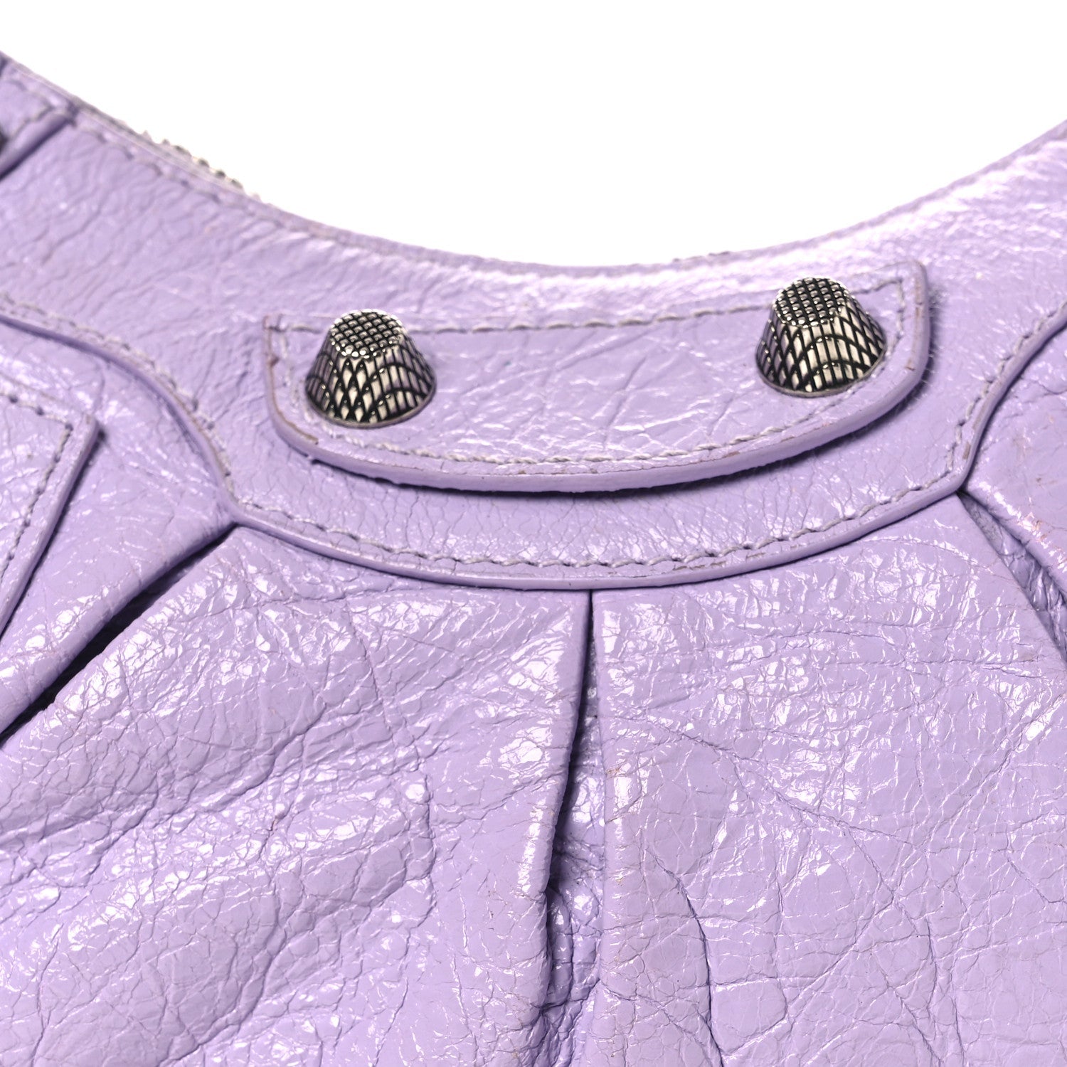 Extra Supple Calfskin Crocodile Embossed Le Cagole Shoulder Bag XS Lilac