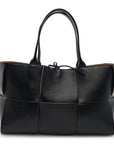 Nappa Maxi Intrecciato Medium Arco Tote Black Tan
