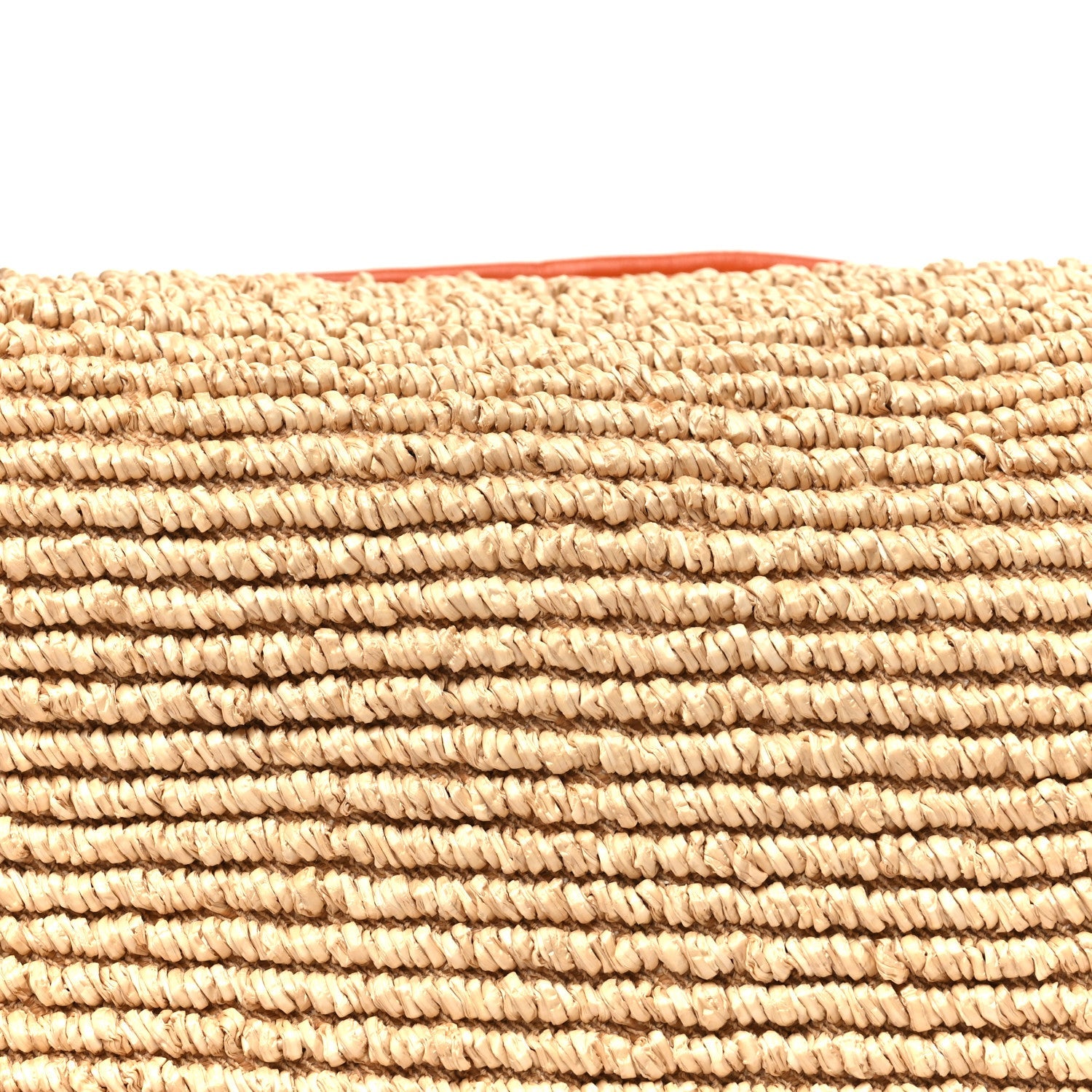 Raffia Calfskin Small Loop Top Handle Natural Burned Orange