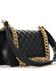 Caviar Quilted Small Boy Flap Black
