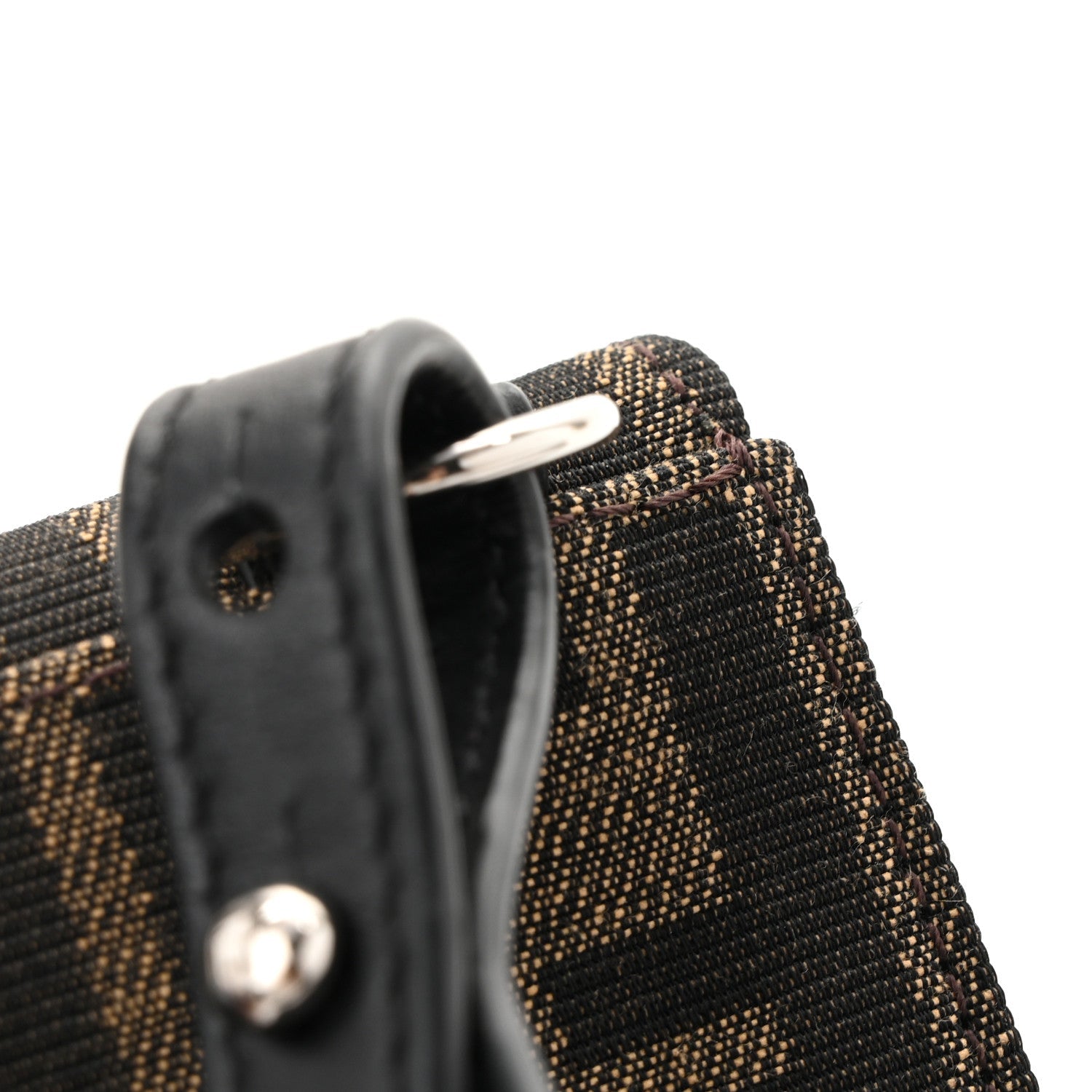 Recycled Fabric Jacquard Vitello Grace FF 1974 Baguette Belt Pouch Tobacco Moro Black
