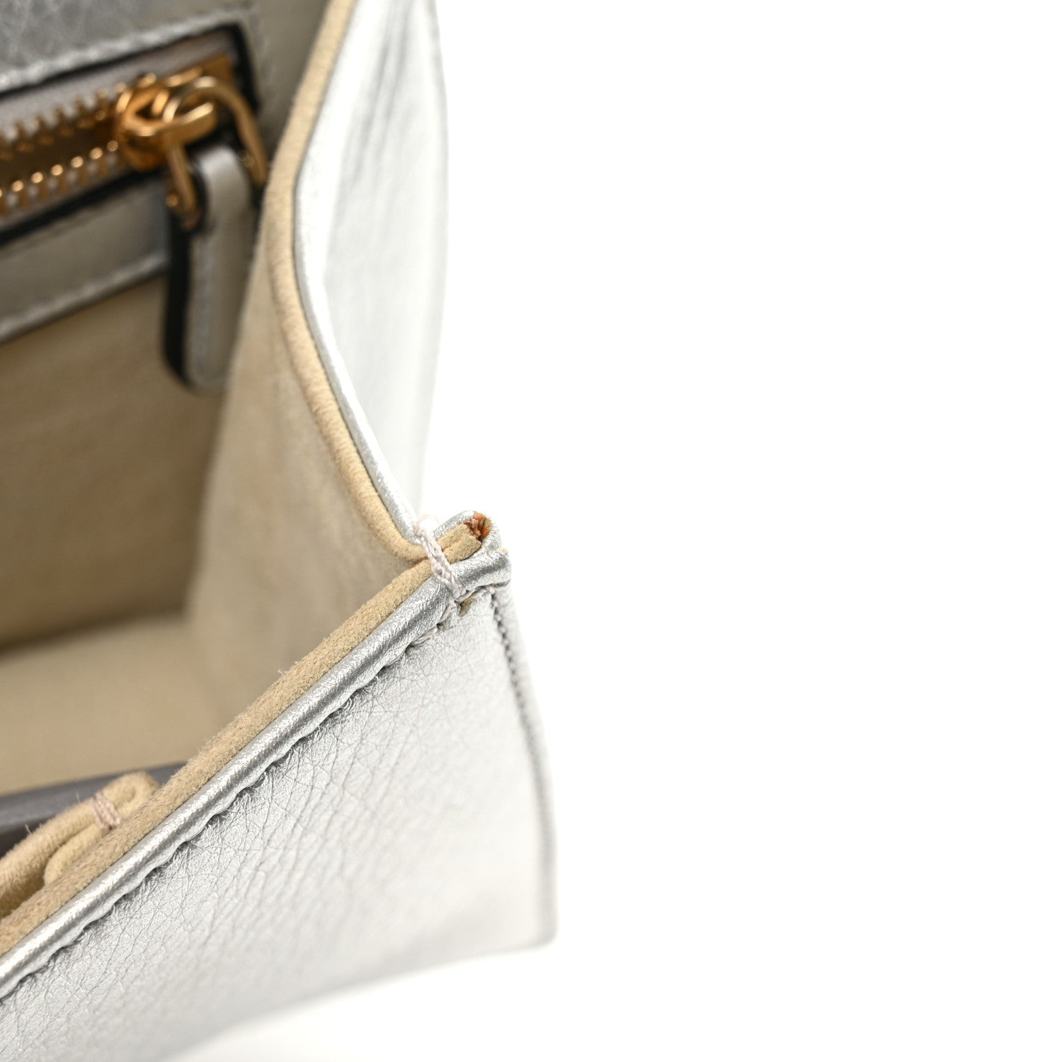 Metallic Grained Calfskin D1ORama Wallet on Chain Pouch Silver