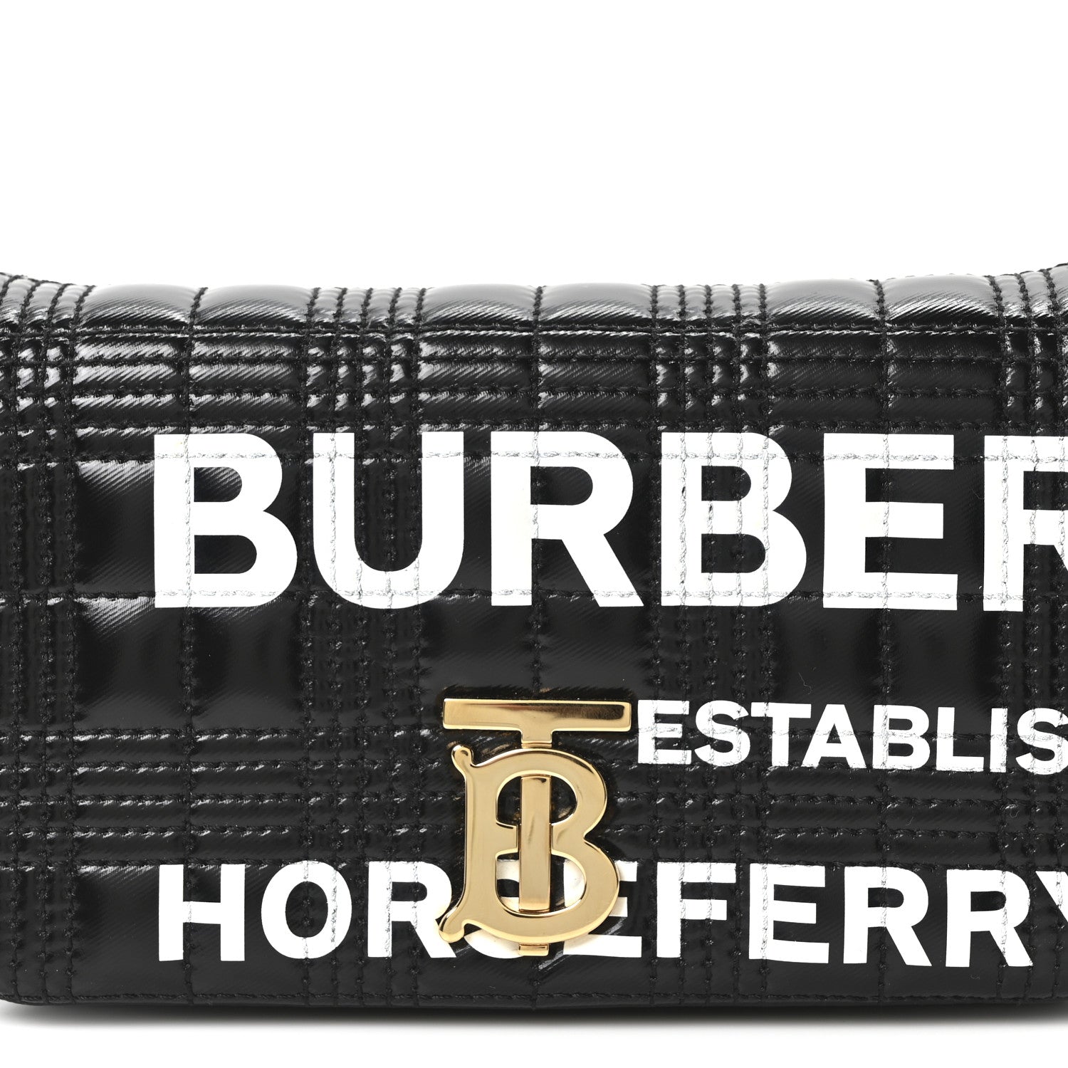 Patent Quilted Horseferry Print Lola Bum Bag Black
