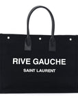 Linen Calfskin Rive Gauche Tote Black