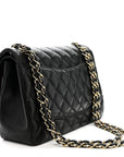 Lambskin Quilted Jumbo Double Flap Black