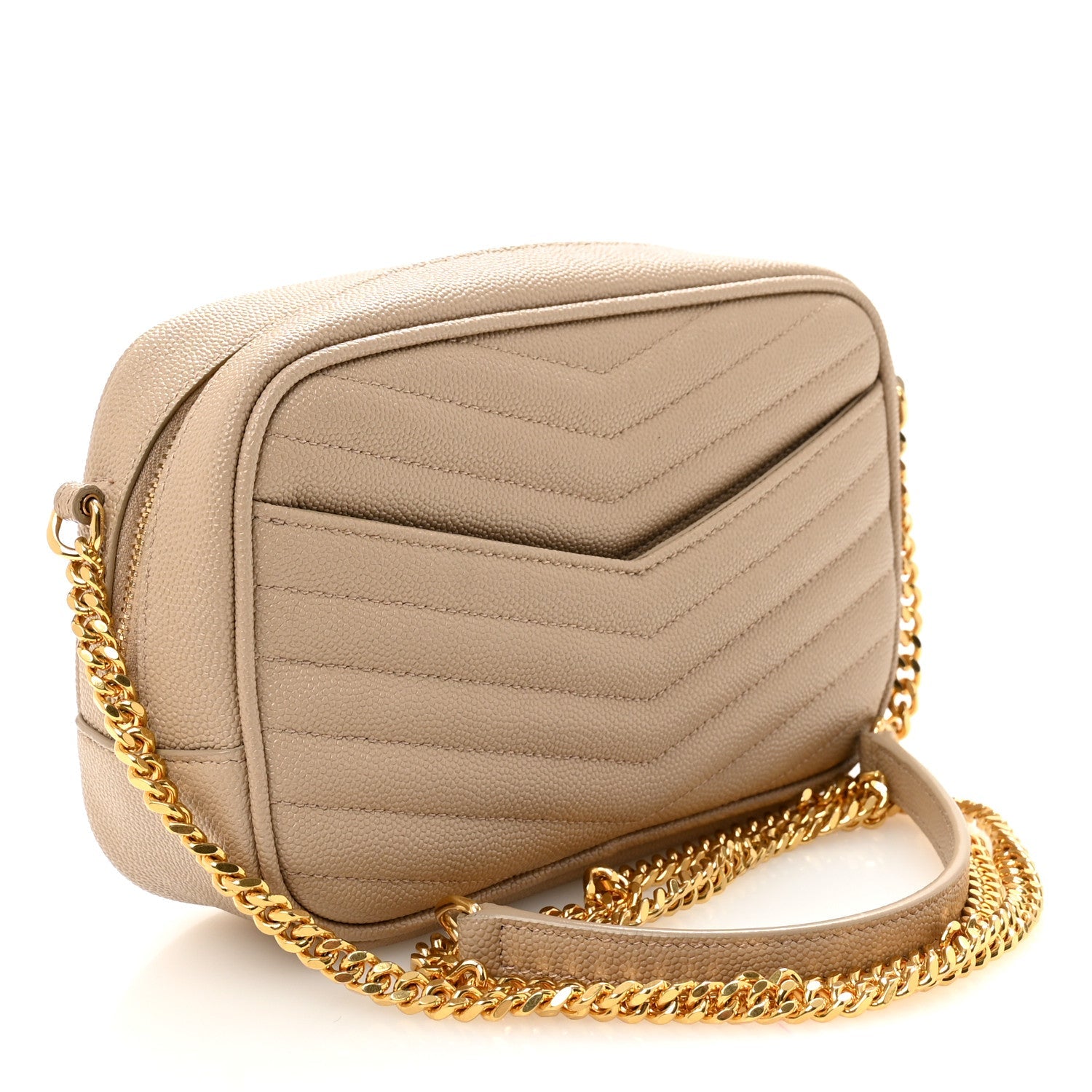 Grain De Poudre Matelasse Monogram Mini Lou Camera Bag Dark Beige