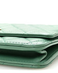 Lambskin Quilted Trendy CC Wallet On Chain WOC Green