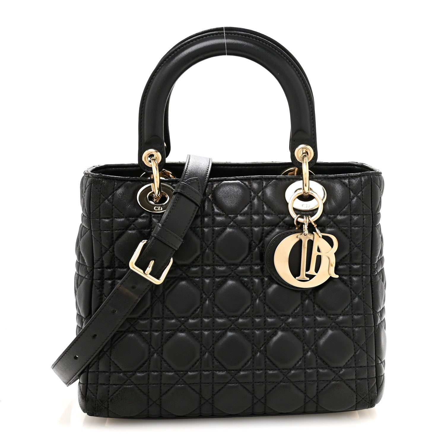 Lambskin Cannage Medium Lady D1OR Black