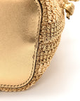 Raffia Lurex Vitello Laminato F is FNDI FF Crochet Mini Mon Tresor Bucket Bag Natural Oro