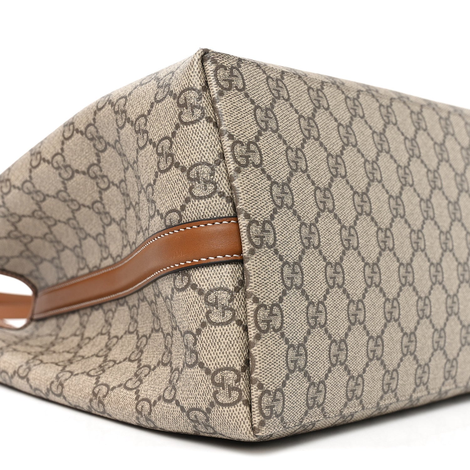 GG Supreme Monogram Emblem Large Tote Bag Beige Dark Brown