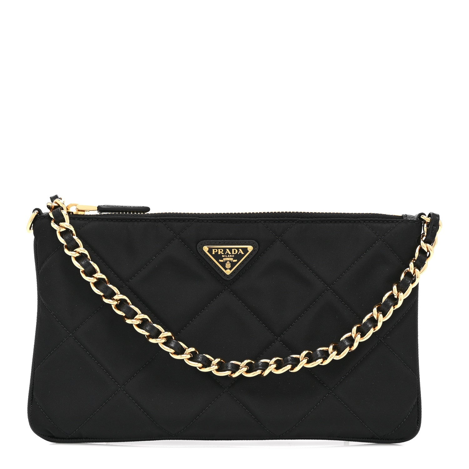 Re-Nylon Tessuto Impuntu Quilted Re-Edition 1995 Chaine Pouch Black