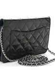 Patent Quilted Wallet On Chain WOC Navy Blue