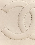 Caviar Quilted Medium Double Flap White