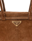 Suede Triangle Medium Bonnie Shoulder Bag Cacao