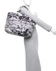 Re-Nylon Padded Printed Medium Tote Bag Black White