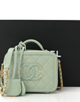 Caviar Quilted Small CC Filigree Vanity Case Mint