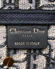 Oblique Embroidered Saddle Bag Blue