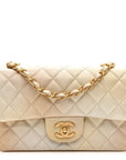Metallic Goatskin Quilted Mini Rectangular Flap Gold