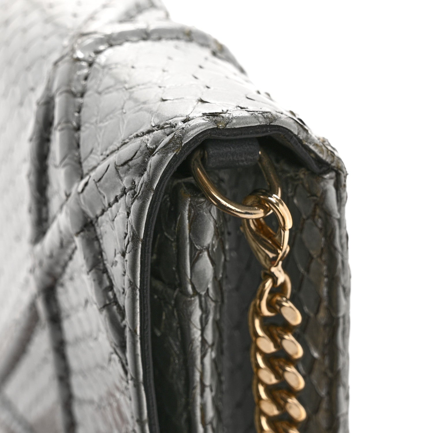 Snakeskin D1ORama Wallet on Chain Pouch Silver