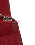 Lambskin Camellia Embossed Wallet on Chain WOC Red
