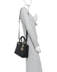 Lambskin Cannage Medium Lady D1OR Black