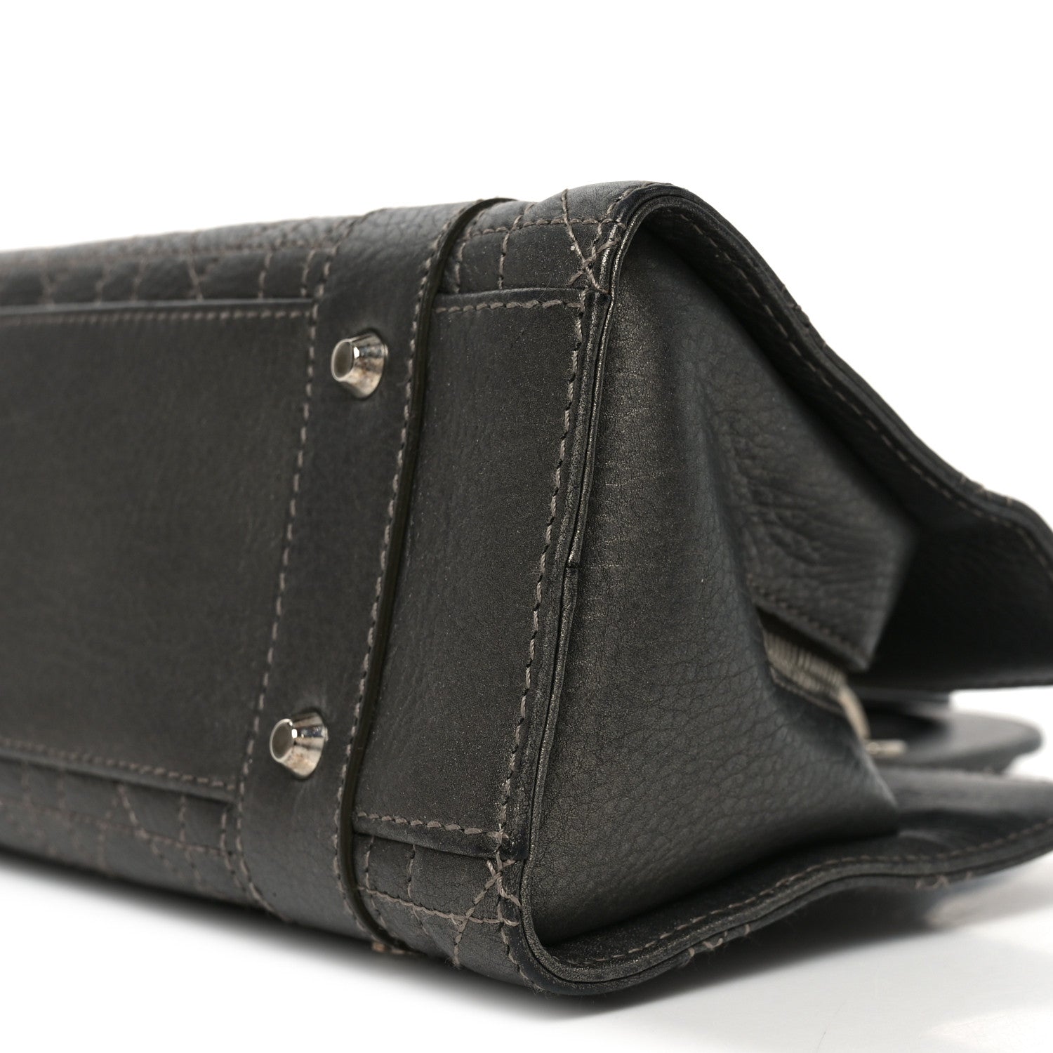 Metallic Calfskin Cannage Stitched Small East West Lady D1OR Bronze