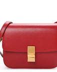 Box Calfskin Medium Classic Box Flap Bag Red