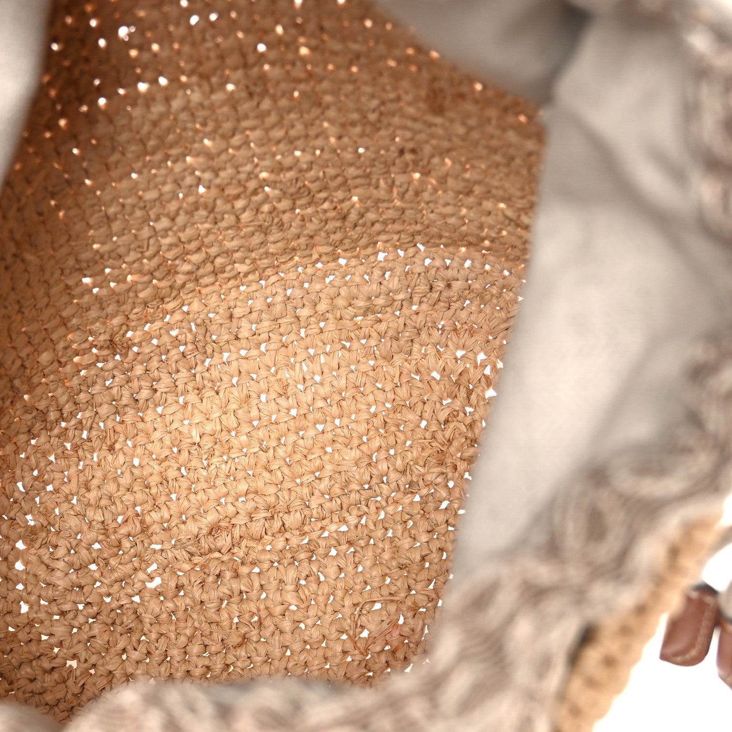 Calfskin Raffia Anagram Paulas Ibiza Pochette Bag Natural Tan