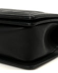 Lambskin Chevron Quilted Medium Boy Flap Black
