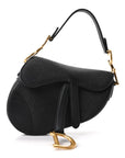 Grained Calfskin Mini Saddle Bag Black