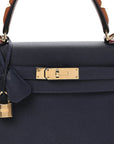 Togo Horseshoe Au Galop Kelly Retourne 28 Bleu Nuit Rouge H Fauve