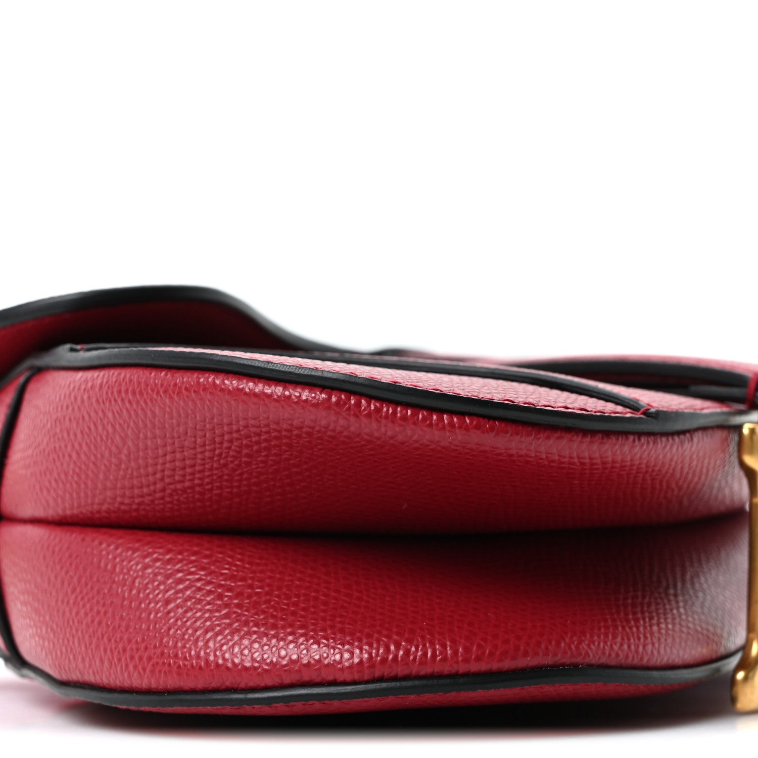 Grained Calfskin Mini Saddle Bag Red