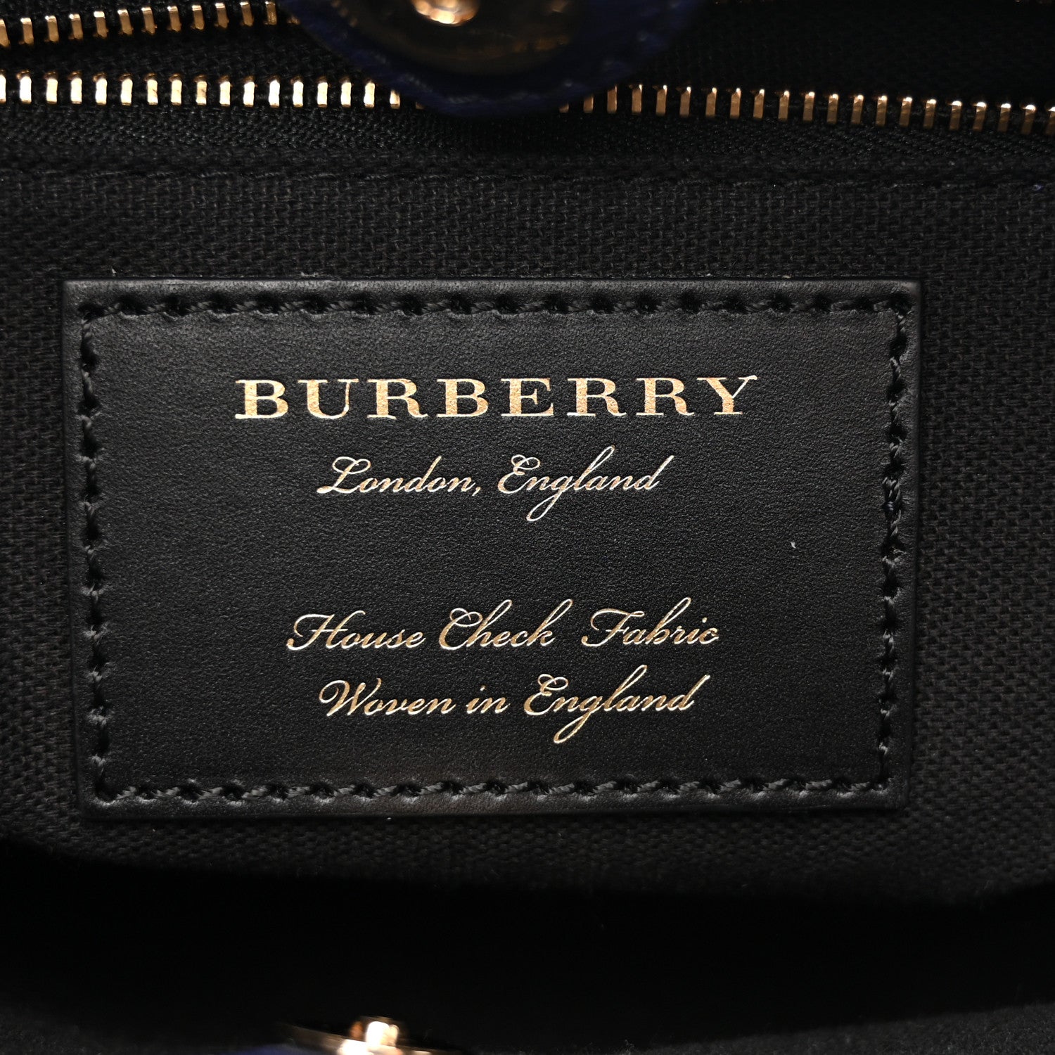Derby Calfskin House Check Medium Banner Tote Ink Blue