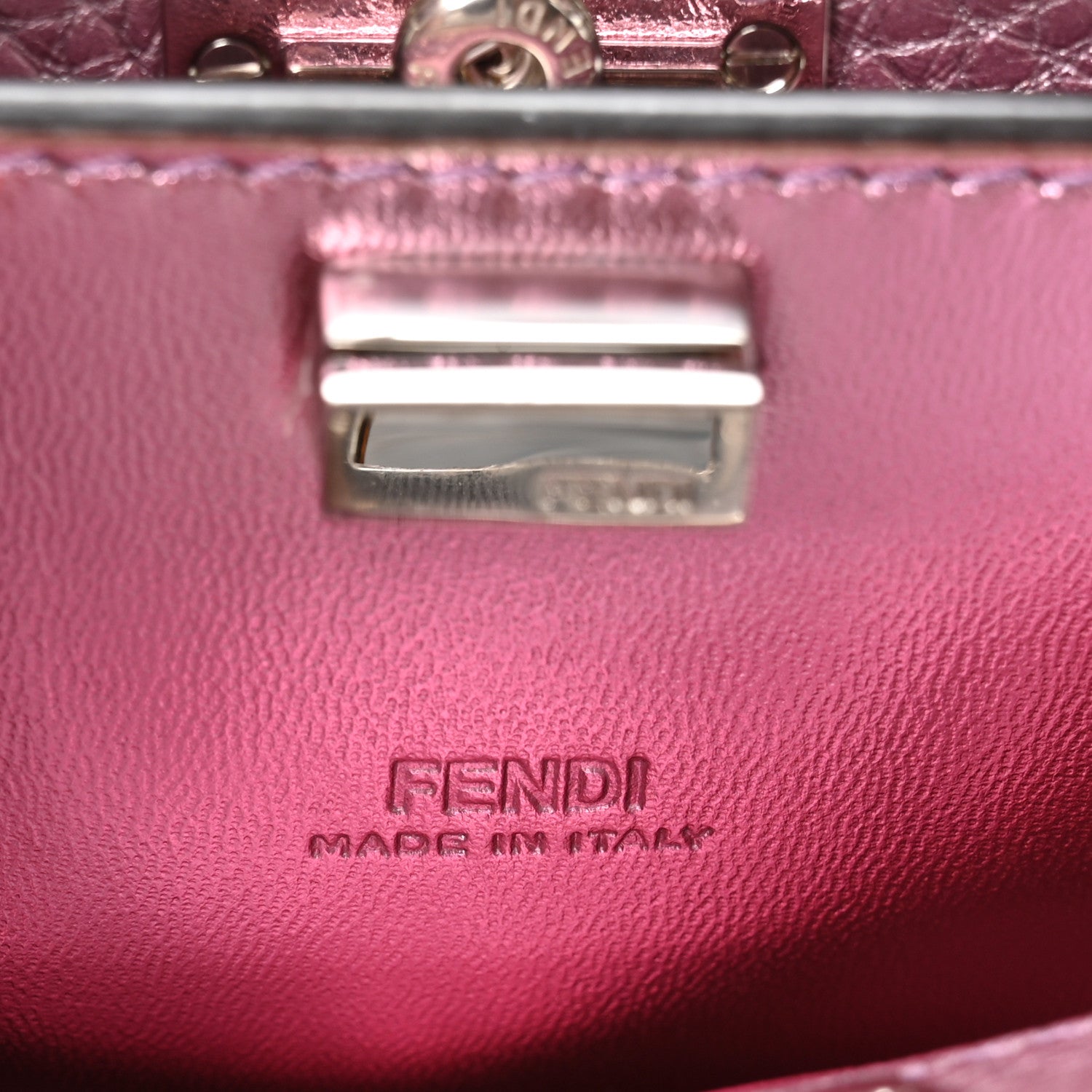 Metallic Cuoio Romano Selleria Nano Peekaboo Satchel Purple