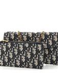Oblique Saddle Chain Long Wallet Blue