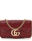 Calfskin Matelasse Super Mini GG Marmont Shoulder Bag Rosso Ancora