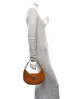 Suede Medium Strap Ava Triomphe Shoulder Bag Camel