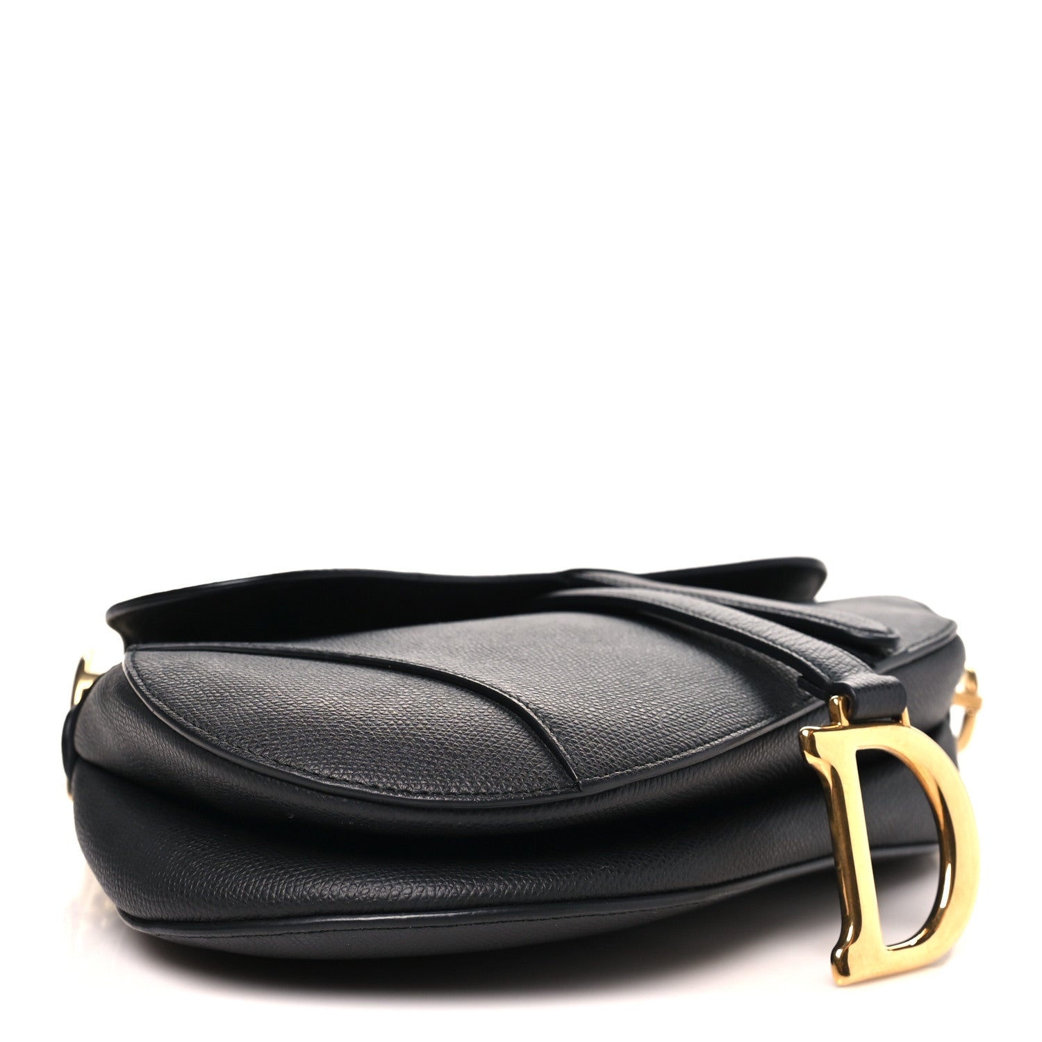 Grained Calfskin Saddle Bag Black