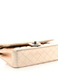 Metallic Lambskin Quilted Medium Double Flap Gold Black