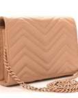 Calfskin Matelasse Monochrome GG Marmont Chain Wallet Camelia