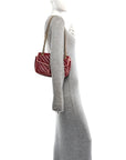Azalea Calfskin Enamel Matelasse Diagonal Small Torchon GG Marmont Shoulder Bag New Cherry Red Wild Rose