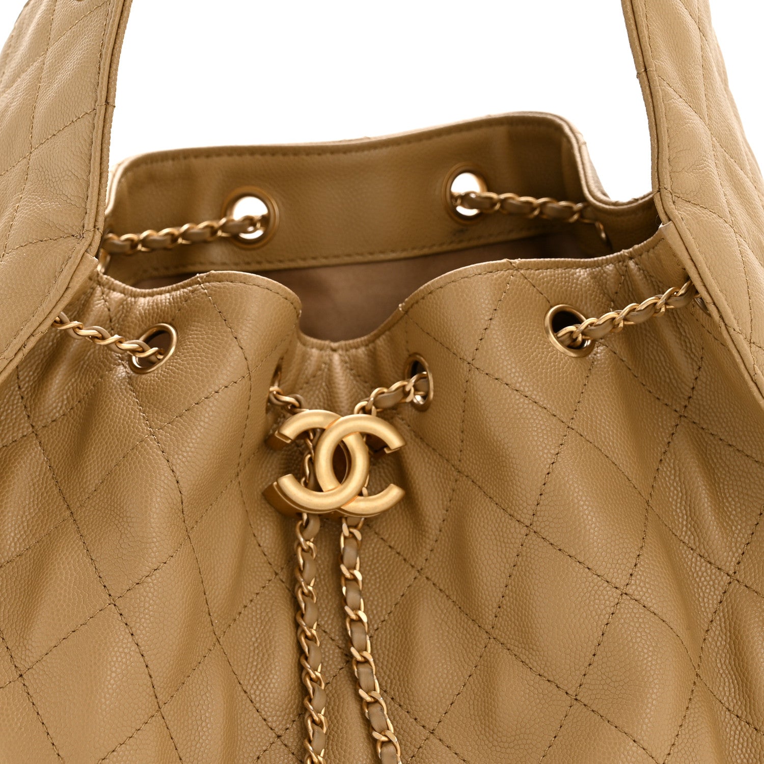 Caviar Quilted Medium CHNL 25 Handbag Dark Beige
