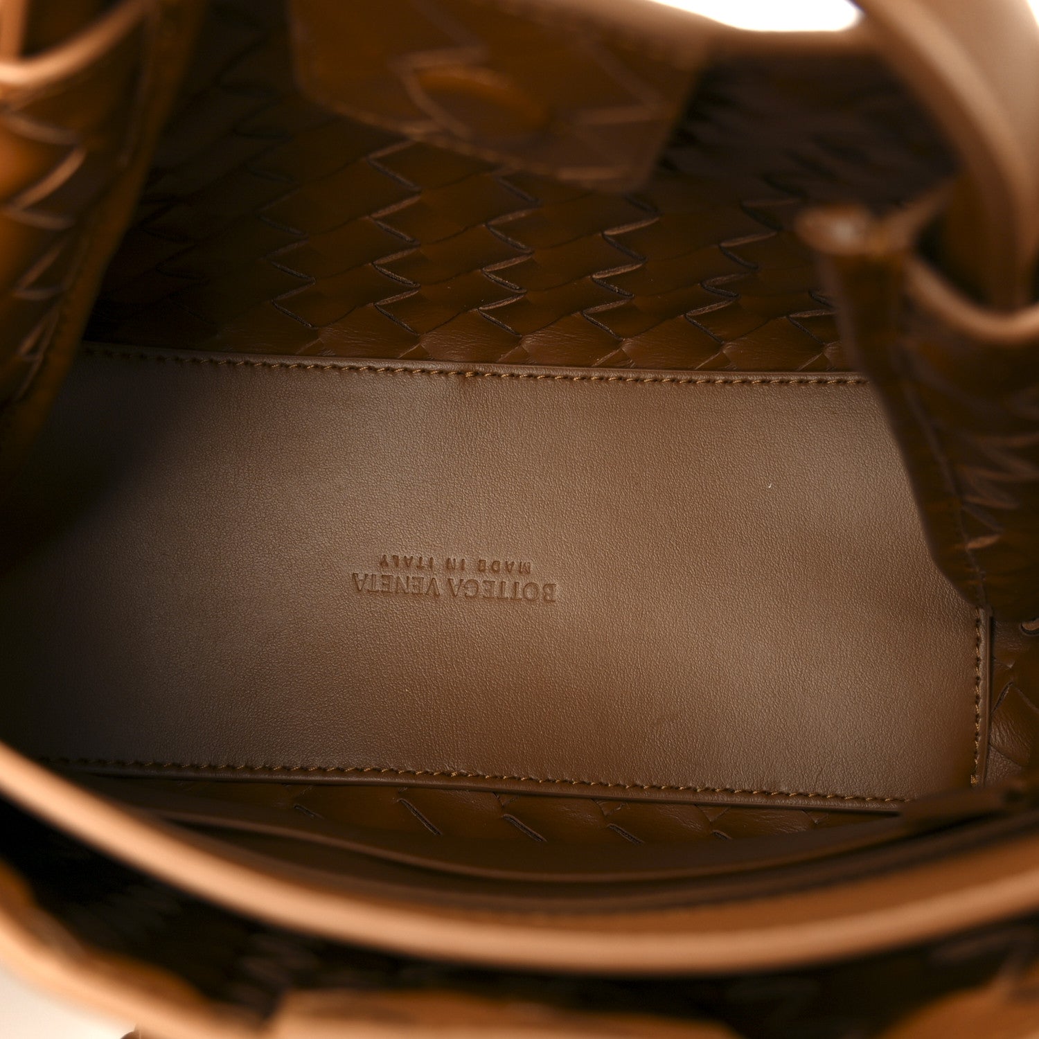 Suede Intrecciato Small Andiamo Shoulder Bag Amber