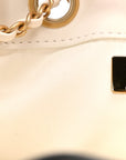 Braided Raffia Calfskin Quilted Small CHNL 25 Handbag White Black