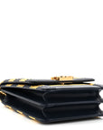 Metallic Lambskin Striped North South Boy Flap Navy Gold
