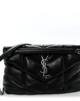 Lambskin Quilted Small Loulou Puffer Monogram Chain Satchel Black